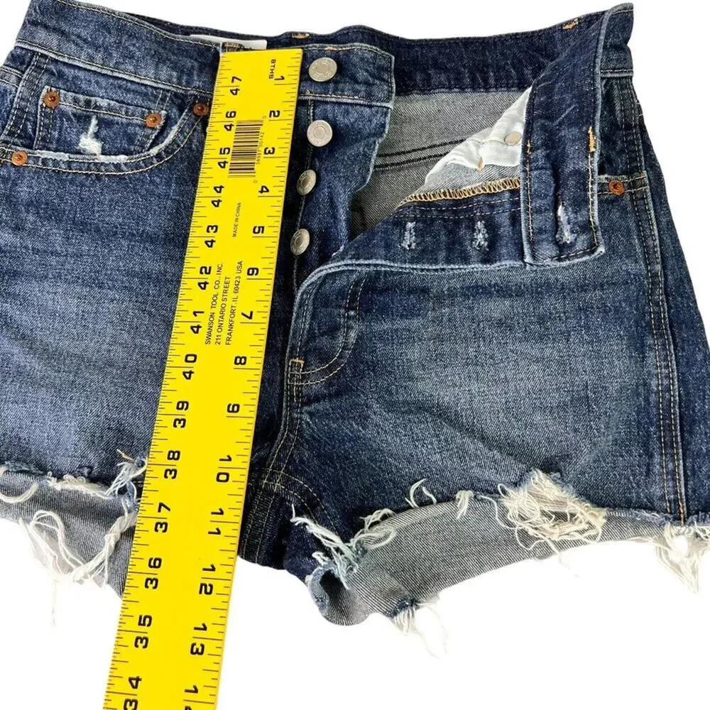 GAP Shorts Womens 26 2R Blue Denim Cheeky High Rise Button Fly Cut Off Jean